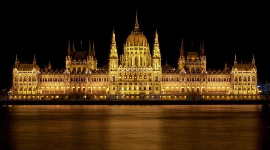 A Picture of Lighted Concrete Castle.