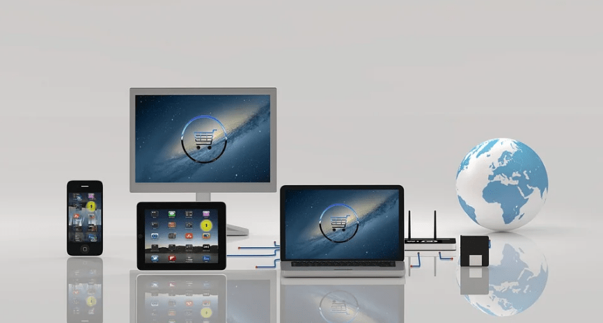 gadgets showing e-commerce apps