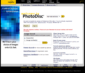 Photo Disc's online image sales website (2000)