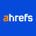 Ahrefs blue logo with white and orange text